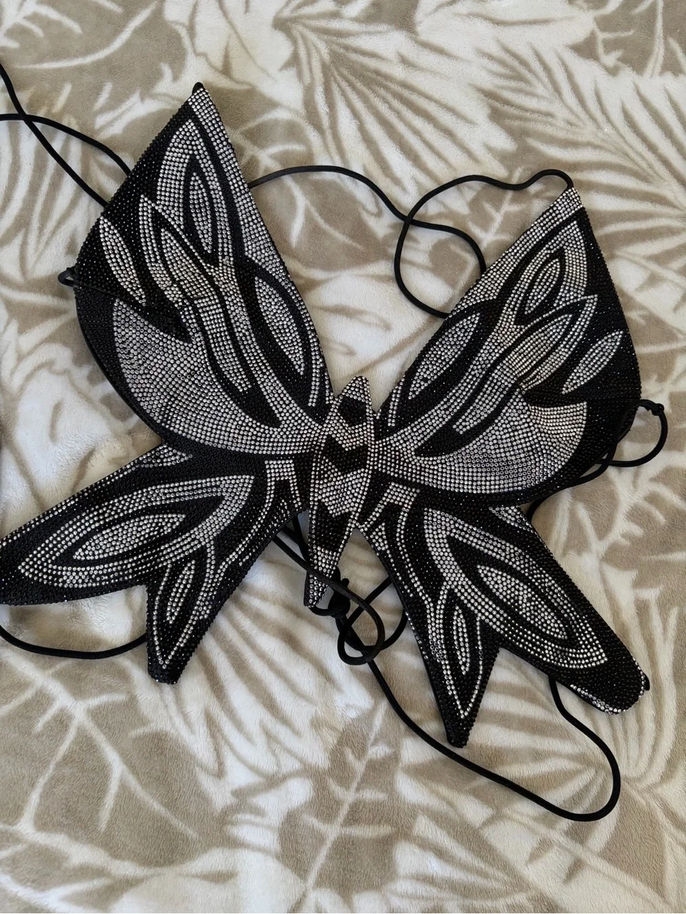 Black Butterfly Appliqué with Silver Embellishment 🦋